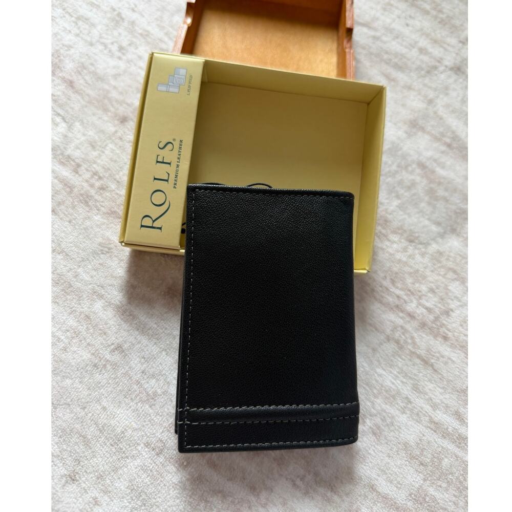 Rolfs Black Men's Leather L Flip Fold Wallet Brand New in Box